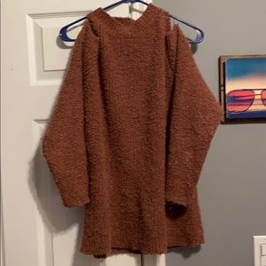 Mock Neck Cold Shoulder Sweater